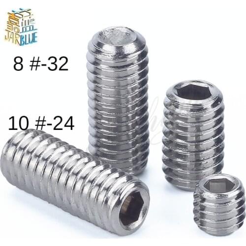20PCS 8#-32*L/10#-24*L DIN916 UNC Stainless Steel screws Grub Screws Hex Socket Head Set Screw