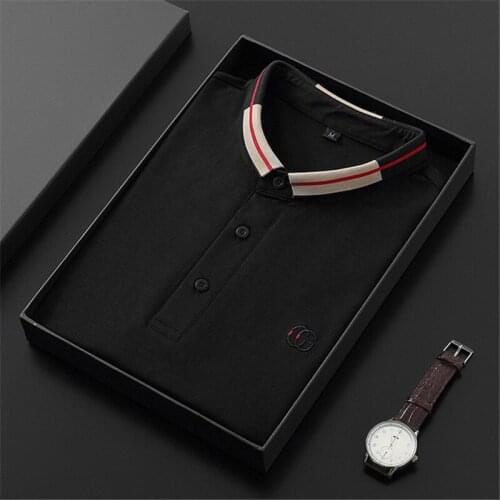 2021 hot Stripe Embroidery Mens Polo Shirts Lapel Business Casual Short Sleeve Shirt Summer Tops Blouse Fashion Mens Clothing