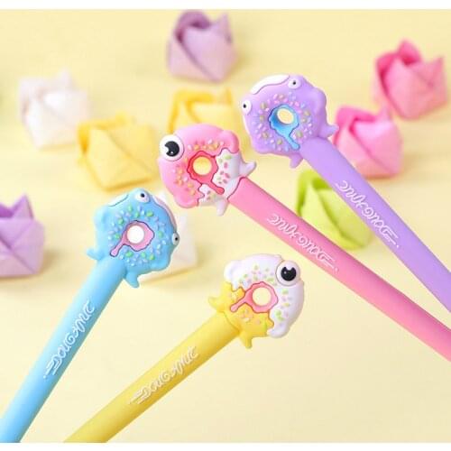 48PCS Cartoon Monster Donuts Silica Gel Pen Cute Cake Dessert Pen Kawaii School Supplies Stationery