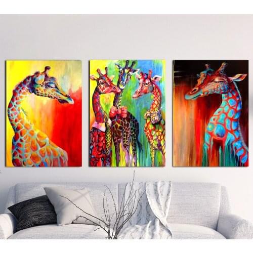 Watercolor Colorful Giraffe Canvas Art Print Painting Poster Wall Pictures For Living Room Home Decoration Decor No Frame