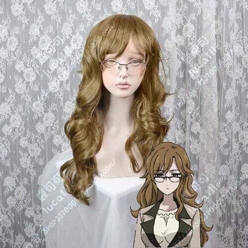 Anime Steins Gate 0 Kiriyu Moeka Cosplay Wig 80cm Long Brown Curly Heat Resistant Synthetic Hair Wigs (Only Wig) + Wig Cap