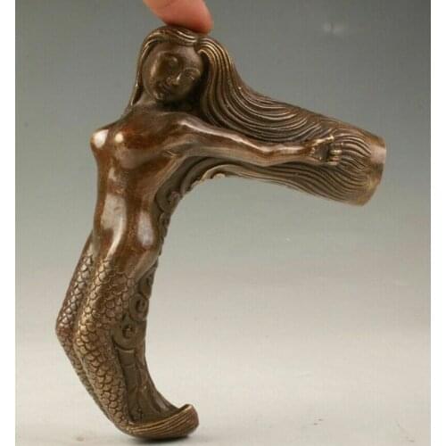 ANTIQUE BRONZE CANE WALKING STICk HEAD Beauty Girl woman STATUE OLD COLLECTION
