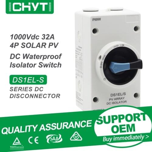 Free Shipping CHYT DS1EL-S 4P PV DC 1000V 32A IP66 Waterproof Solar Rotating Handle Isolator Rotary Switch For Photovoltaic