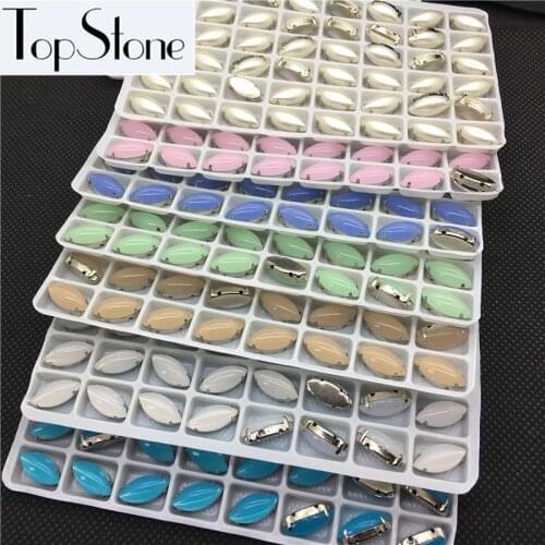 Big Sale Price 5x10mm 7x15mm Sew On Horse Eye Opal Rhinestone With Claw Setting Resin Acrylic Navette Sewing Crystals Colors Mix