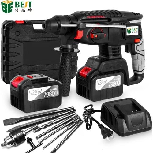 BST-528TV Electric Cordless Hammer Drill High Torque Brushless Motor Quick Chuck Fast Charger Variable Speed Power Impact