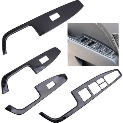 CITALL Stainless Steel 4 Pcs LHD Carbon Fiber Style Window Switch Panel Cover Trim Fit for Hyundai Elantra 2017-2020