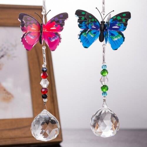 Window Decorative Sun Catchers Prisms Butterfly Hanging Crystal Pendant Decor