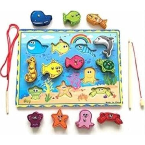 Wooden Magnet Fishing, Educational Enhancer, Hamaha Wooden Toys And Wire Drawing Game