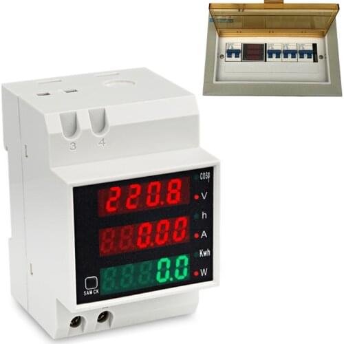 AC Multi-function Digital Ammeter Voltmeter DIN Rail LED Display Power Meter With internal /external CT Transformer