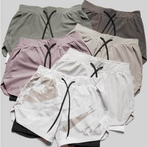GITF 2021 Camo Running Shorts Men 2 In 1 Double Deck Quick Dry Sport Shorts Fitness Jogging Workout Shorts Men Sport Short Pants