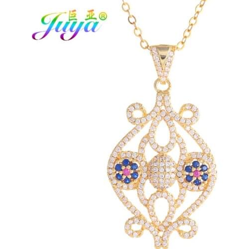 Juya Greek Eye Jewelry Supplies Micro Pave Zircon Floating Luxury Brand Pendant Necklace For Women Ladies Gift Jewelry Necklace