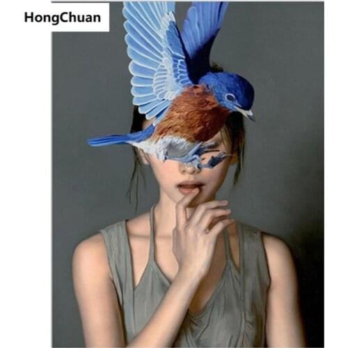 Fast delivery 5D DIY square/round diamond painting colorful bird beauty mosaic diamond embroidery cross stitch home decoration