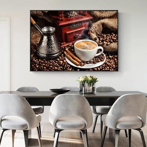 Milk Coffee Canvas Paintings Vintage Coffee Beans Wall Art Canvas Prints Home Wall Pictures For Dining Room Cuadros Decoration