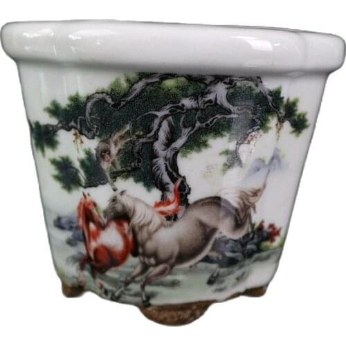 China Old Porcelain Pastel Sealed Plum Blossom Flowerpot
