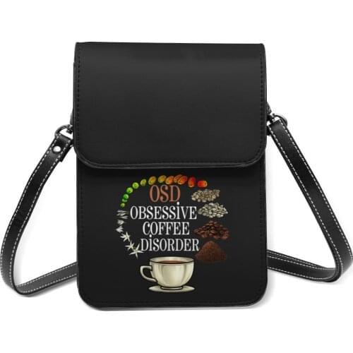 Coffee Shoulder Bag Funny Leather Work Mobile Phone Bag Woman Fashion Bags
