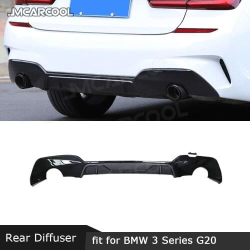 3 Series PP Black Rear Bumper Lip Diffuser For BMW G20 G28 M Sport 2019 2020 MP Style Round Exhaust Tip Type Diffuser