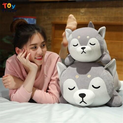 Kawaii Corgi Shiba Inu Husky Dog Plush Toys Lying Pillow Cushion Stuffed Animals Doll Children Baby Kisd Gift Room Decoration