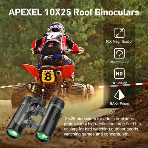 APEXEL Powerful Binoculars 18000M 10X25 Telescope Zoom Optical glass scope BAK4 binoculars for Outdoor Hunting Camping Tourism
