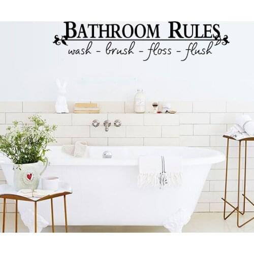 BATHROOM RULES Wall Sticker for bathroom decorations door Home Decor art Decals PVC mural background Removable Stickers