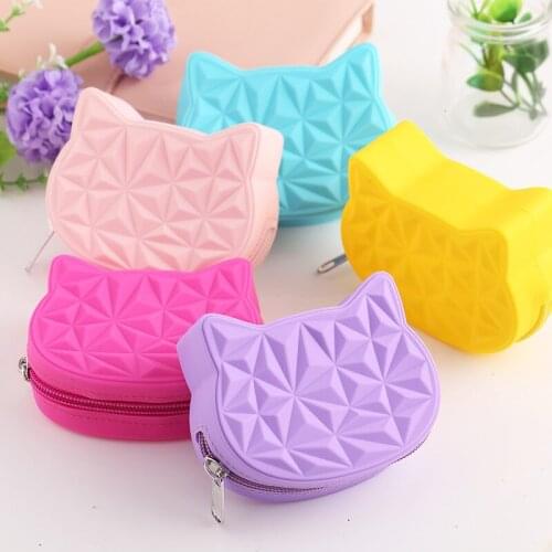 NEW Cute Cat Women Silicone Short Wallet Girls Mini Coin Purse Key Wallet for Female Daily Clutch Purse Bluetooth earphone Bags