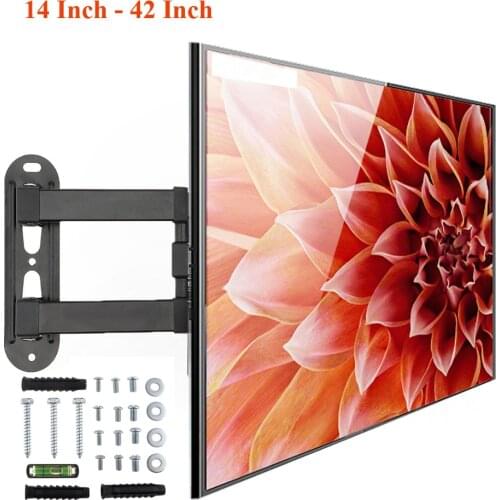 18KG Adjustable 14 - 42 Inch TV Wall Mount Bracket Flat Panel TV Frame Support 15 Degrees Tilt for LCD LED Monitor Flat Pan