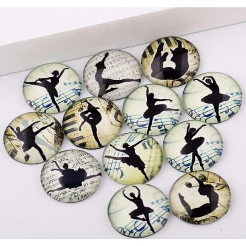 Reidgaller handmade Mix Ballet Dancing Girl Photo Glass Cabochon 10mm 12mm 14mm 18mm 20mm 25mm diy jewelry findings