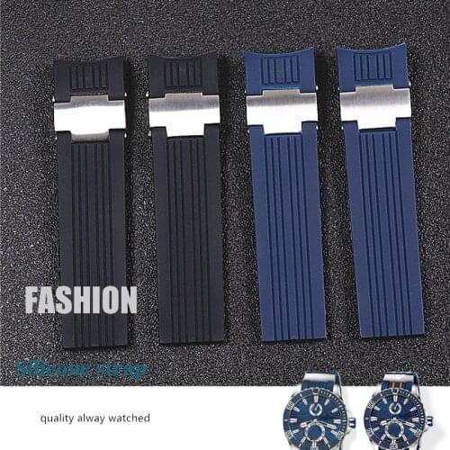 High quality 22*20mm Black Blue Curved End Waterproof Silicone Rubber Watchband Watch StrapBelt For Ulysse Nardin DIVER Bracelet