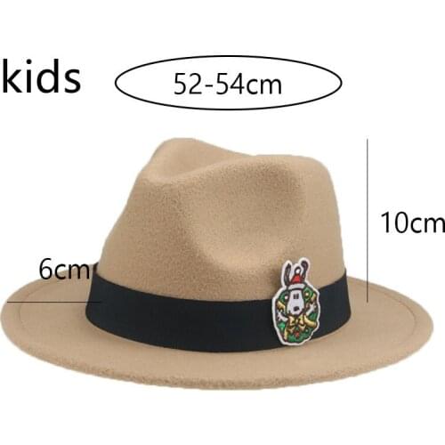 Child Fedoras Small Kids Boys Girls Solid Band Kids Fedora Hat Solid Camel Khaki Cute Santa Claus Winter Hats Sombreros De Mujer