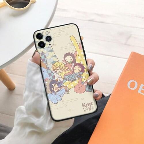 Kimetsu no Yaiba anime cute fanart Silicone Glass Phone Case Cover Shell For iPhone SE 6 6s 7 8 Plus X XR XS 11 12 Mini Pro Max
