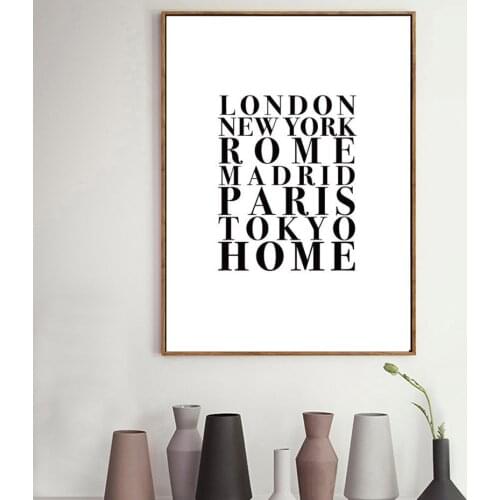 World Famous Citys Name London New York Poster Canvas Paintings Posters Prints Wall Art Picture for Living Room Home Decor