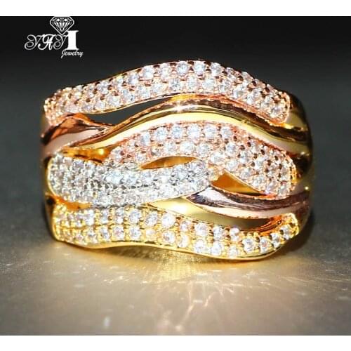 YaYI Jewelry Fashion Princess Cut 3.4 CT White Zircon Gold Color Engagement Rings wedding Rings Party Rings