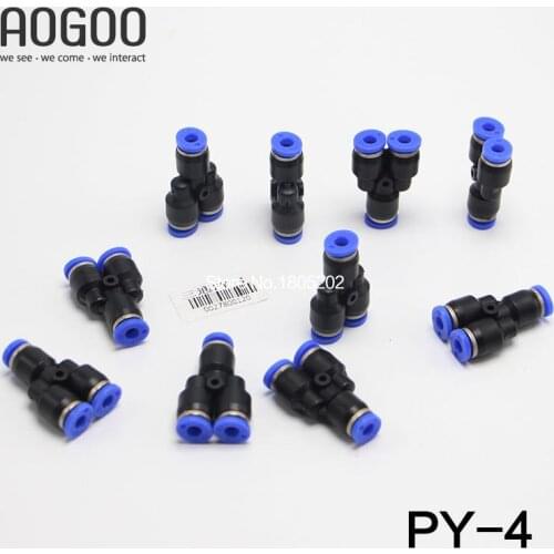 10pcs/lot 1 Touch Plastic Hose 3 Way Y Type Pneumatic Air Fitting 4mm Quick Tube connector Pipe Three Joint PY-4