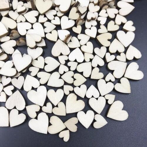 100pcs/pack Cute 4 Sizes 6/8/10/12mm Mixed Love Heart Shape Wedding Table Scatter Decor Rustic Wooden Wedding Decoration Buttons