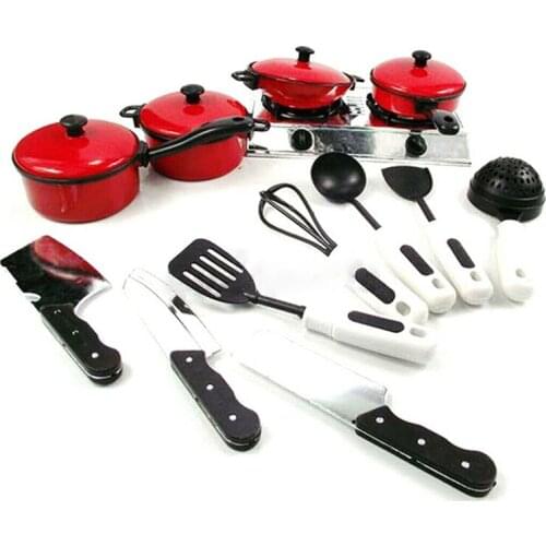13Pcs/set Kids Play Kitchen Mini Cooking Utensils Pots Pans Soup Pot Pretend Cook Play Cookware Plastic Unisex