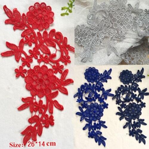 3Pairs DIY Voile Guipure Lace Ribbon Sewing Applique Lace Trims Tape Wedding Party Decor Craft Length 26*14cm