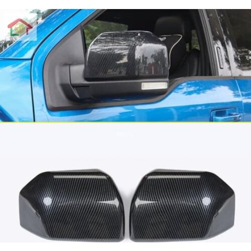 ABS Chrome carbonfiber Car Exterior Rearview Mirror Decoration Cover Trim Stickers For Ford F150 F-150 2019 Raptor