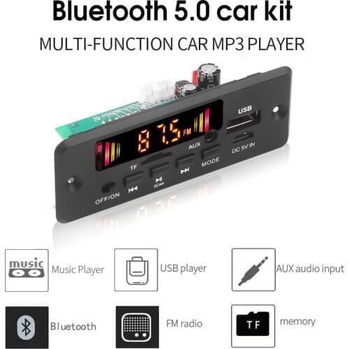 5V-32V Handsfree Bluetooth Car Radio Mp3 Player Decoder Board Support Recording Fm Tf Card Aux with Mic Car Speaker Modification