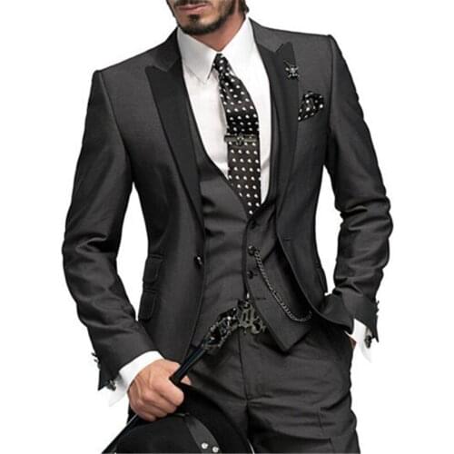 2018 Men Suits With Pants High Quality Blazer Custom Made Slim Fit(Jacket+Pant+Vest+Tie) peaked Lapel Costume Homme Terno