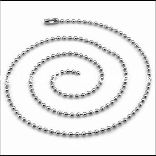 18"-36" Hot 100pcs/Lot DIY Ball Bead Chain Silver Color Stainless Steel 1.5mm Link Chain Hanging Pendant Necklace,High Quality