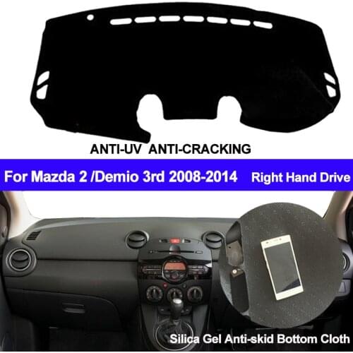 TAIJS Car Dashboard Cover Silicone Non-Slip For Mazda 2 Demio 3rd 2008 2009 2010 2011 2012 2013 2014 Dash Mat ANti-UV Sun Shade