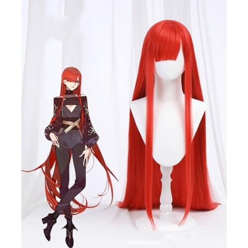 Fate Grand Order FGO MOON Nobunaga Oda Red Wig NOBU Cosplay Long Straight Synthetic Heat Resistant Hair+free Wig Cap