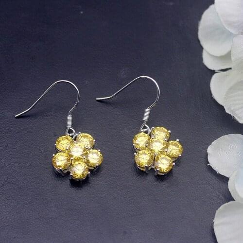 Hermosa Unique New Arrival Yellow Citrinee Dangle Earrings For Women 1 Inch A880