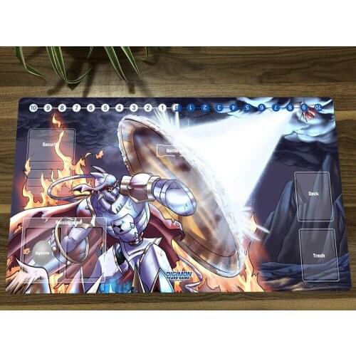 Anime Digimon Playmat Dukemon Trading Card Game Mat DTCG CCG Mat Mouse Desk Pad TCG Gaming Play Mat & Card Zones Free Bag