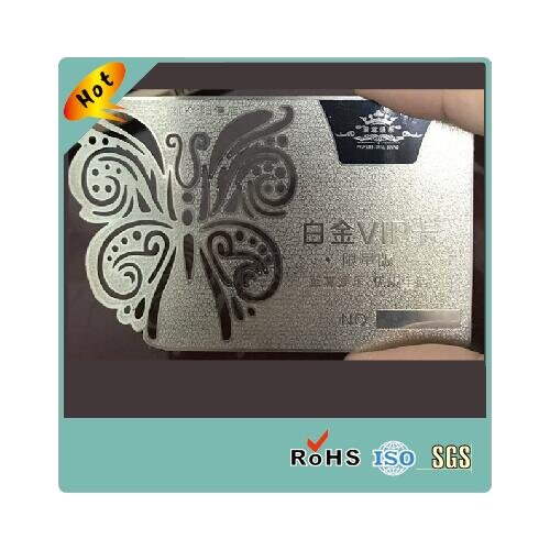 Customized classic free design elegant silver frosted finish business metal card