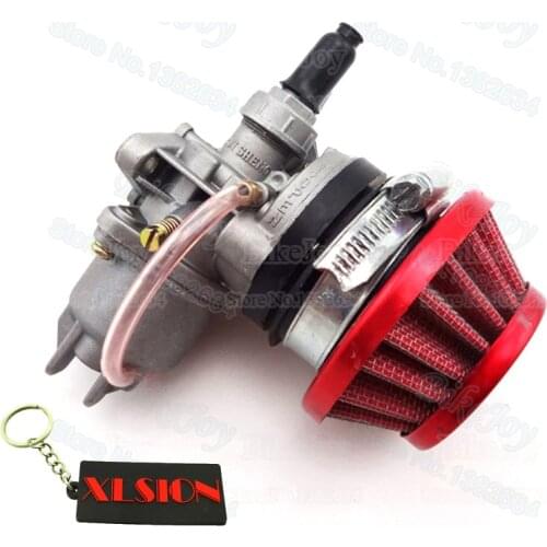 Carburetor Carb Carby + Steel 44mm Air Filter Red + Stack for 47cc 49cc Mini Moto Dirt Pocket Bike ATV Quad Go Kart Minimoto