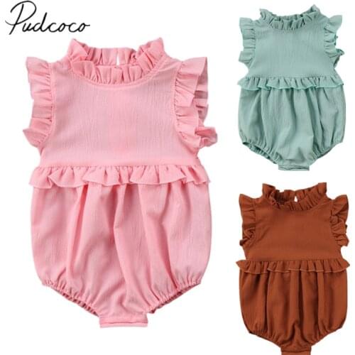 2020 Brand New Newborn Toddler Infant Baby Girls Sleeveless Romper Jumpsuit Ruffled Outfits Children Summer Clothing Wholesale