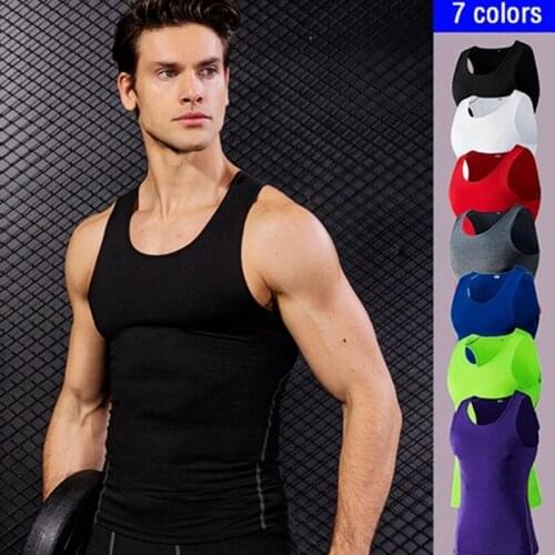 Summer New Mens Fitness Vest Bodybuilding Mens Sports Vest Mens Running Sports Training Clothes Wuick-dry Undershirt