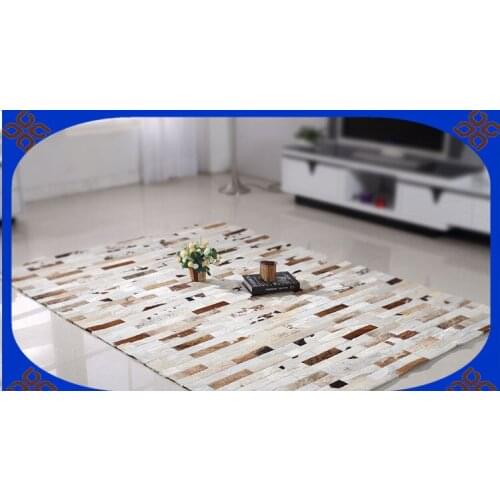 Fashionable art carpet 100% natural genuine cowhide leather stage carpet