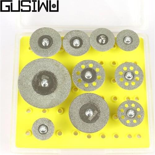 GUSIWU 10pcs dremel diamond cutting disc 16mm 25mm 30mm 40mm wood carving cutting disc for wood stone glass dremel rotary tool