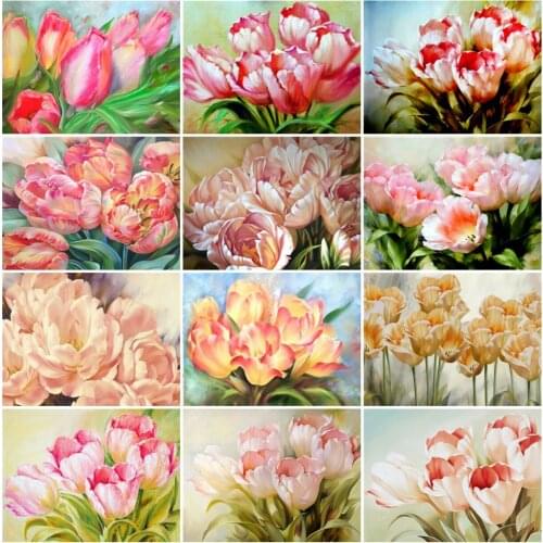 AZQSD Full Square Diamond Embroidery Lily Mosaic Rhinestones Diamond Painting Flower Cross Stitch Kit Handicraft Home Decoration